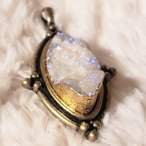 Vintage Raw Cut Druzy Quartz Pendant